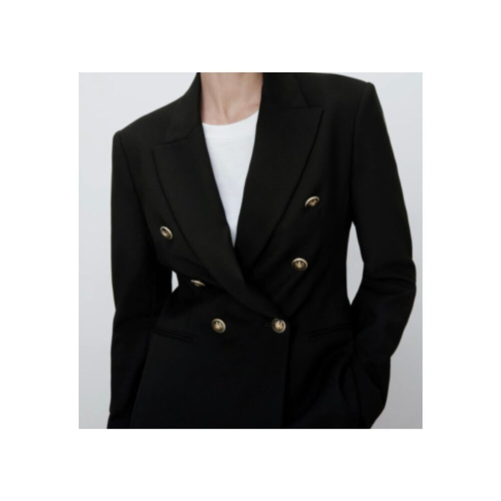 Zara Double Breasted Blazer with Gold Buttons